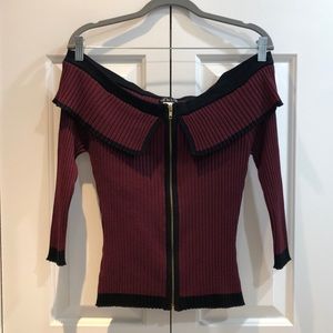 Venus Off Shoulder Ribbed Sweater Size S Brand New